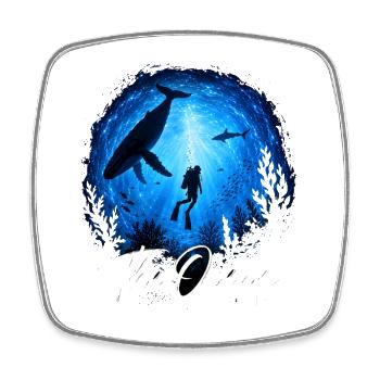 L’océan appelle le plongeur des profondeurs le requin-baleine - Magnet carré - blanc - Devant