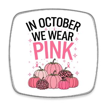 October Cancer Support Pumpkin - Square fridge magnet - white - Front