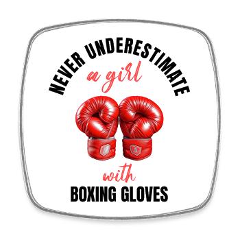 Pouvoir des filles boxeuses - Magnet carré - blanc - Devant