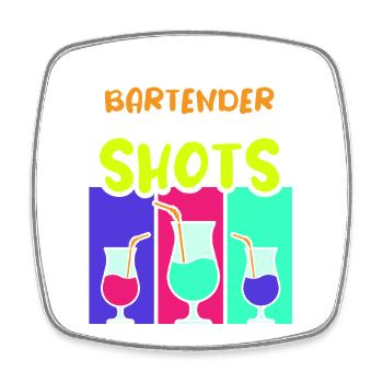 Serveur Barman Barchef - Magnet carré - blanc - Devant