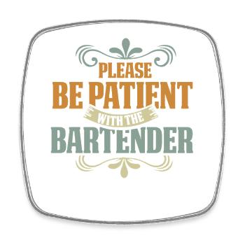 Serveur Barman Barchef - Magnet carré - blanc - Devant
