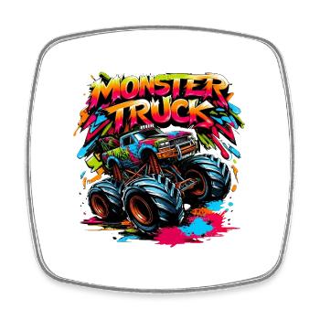 Style Graffiti Monster Truck Coloré - Magnet carré - blanc - Devant