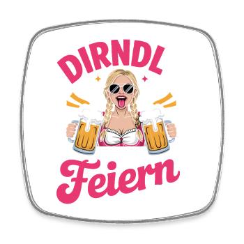 Dirndl? Brauch i ned – nur zum Feiern da - Viereckiger Kühlschrankmagnet - Weiß - Vorne