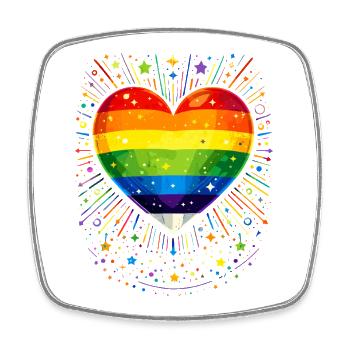 Cœur arc-en-ciel pour la fierté, l’amour et la diversité - Magnet carré - blanc - Devant