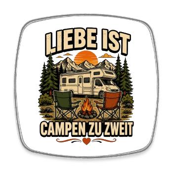Liebe ist Campen zu zweit – Wohnmobil Paar - Viereckiger Kühlschrankmagnet - Weiß - Vorne