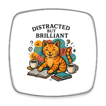 Distraction mais brillante étude sur le chat - Magnet carré - blanc - Devant