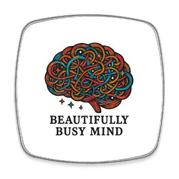 Colored Linked Brain - Square fridge magnet - white - Front