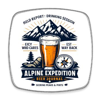 Alpine Expedition Beer Journal - Square fridge magnet - white - Front