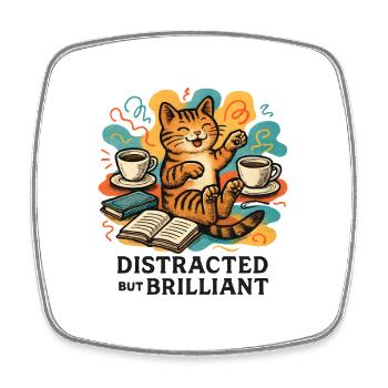 Lire le café du chat : distraction brillante - Magnet carré - blanc - Devant