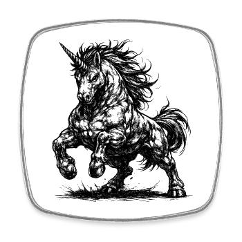 Muscular unicorn with an evil eye - Square fridge magnet - white - Front