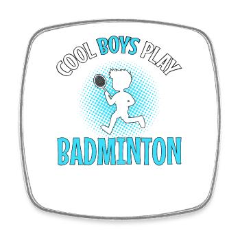 Les joueurs de badminton Cool Boys jouent au Badminton Boys - Magnet carré - blanc - Devant