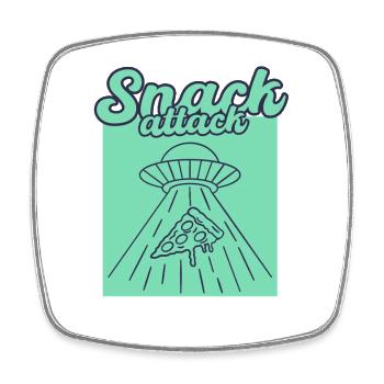 Snack de pizza OVNI - Magnet carré - blanc - Devant