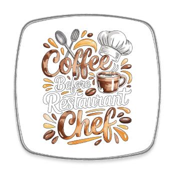 Chef de restaurant Café Arts culinaires Amateur de café - Magnet carré - blanc - Devant