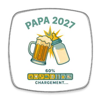 Futur Papa 2027 Chargement En Cours Humour - Magnet carré - blanc - Devant