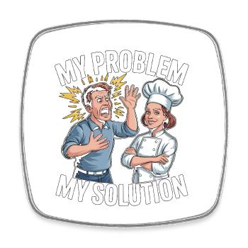 Chef du restaurant Mon problème Mon pictogramme Maman Papa - Magnet carré - blanc - Devant