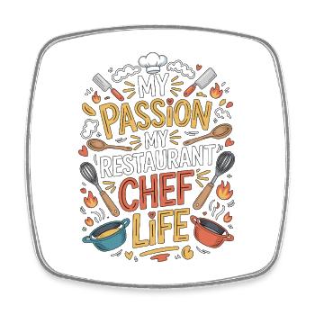 Chef de restaurant Ma passion Ma cuisine de restaurant - Magnet carré - blanc - Devant