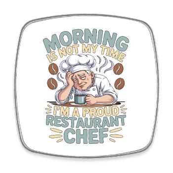 Le matin de chef restaurant n’est pas mon art culinaire - Magnet carré - blanc - Devant