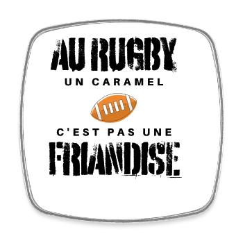 Au Rugby Un Caramel C'est Pas Une Friandise. rugby - Magnet carré - blanc - Devant