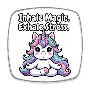 Pleine conscience de la licorne pastel - Magnet carré - blanc - Devant