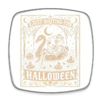 Just Waiting For Halloween Skelett Flamingo - Viereckiger Kühlschrankmagnet - Weiß - Vorne