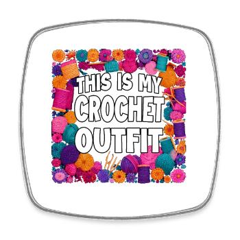 Voici ma tenue au crochet - Magnet carré - blanc - Devant