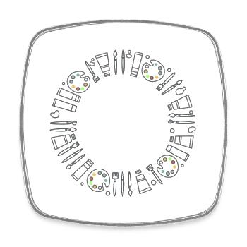 Cercle artistique avec pinceau et palette - Magnet carré - blanc - Devant