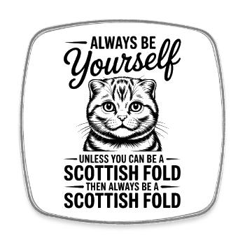 Cadeau Scottish Folding Fold Écossais - Magnet carré - blanc - Devant