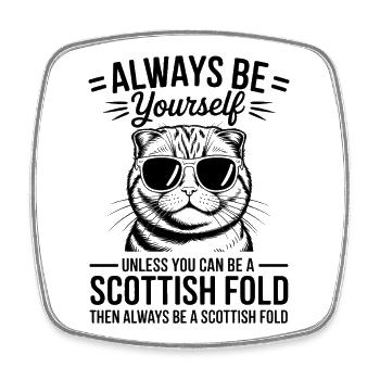 Cadeau Scottish Folding Fold Écossais - Magnet carré - blanc - Devant