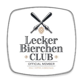 Lecker Bierchen Club Bier Spruch JGA Malle Bier - Viereckiger Kühlschrankmagnet - Weiß - Vorne
