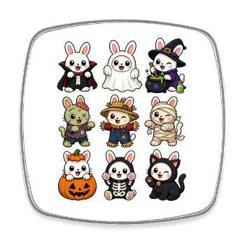 Lapins d’Halloween, mignons - Magnet carré - blanc - Devant