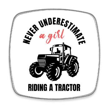 Tractor Girl Power - Square fridge magnet - white - Front