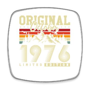 Original October 1976 – 50th Birthday Vintage - Square fridge magnet - white - Front