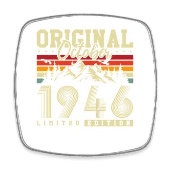 Original October 1946 – 80th Birthday Vintage - Square fridge magnet - white - Front