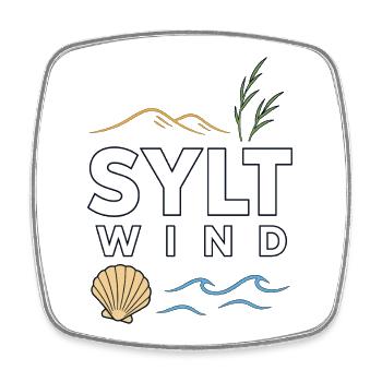 Motif de l’île de la mer du Nord avec Vent Sylt et dunes - Magnet carré - blanc - Devant