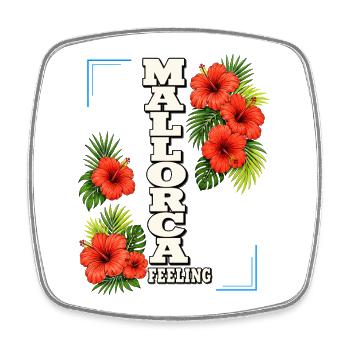 Sensation de Majorque avec hibiscus et feuilles tropicales - Magnet carré - blanc - Devant