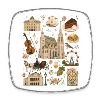 Charme viennois | Culture et Café de Vienne - Magnet carré - blanc - Devant