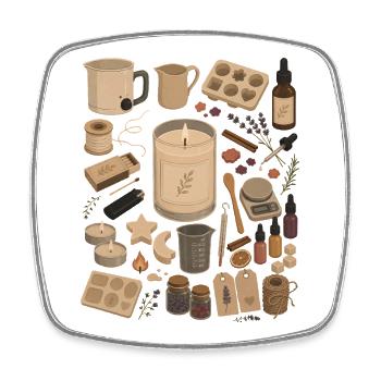 Amour à la bougie | Versement de bougies et bricolage - Magnet carré - blanc - Devant