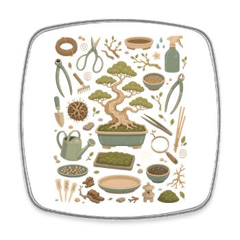 Bonsai Tranquility | Tree Art & Zen - Square fridge magnet - white - Front