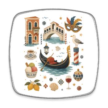 Amour de Venise | Gondole & Italie - Magnet carré - blanc - Devant