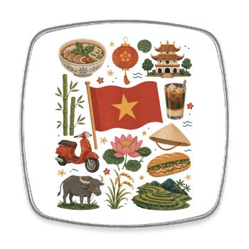 Amour pour voyager au Vietnam | Rizières et culture - Magnet carré - blanc - Devant