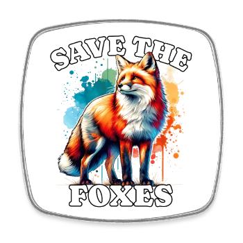 Red Fox Fox Save Fox - Square fridge magnet - white - Front