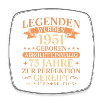 1951 Jahrgang geboren Legenden 75. Geburtstag - Viereckiger Kühlschrankmagnet - Weiß - Vorne