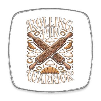 Pastry Chef Rolling Pin Warrior Pastry Specialist - Square fridge magnet - white - Front