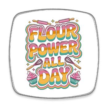 Pastry Chef Flour Power All Day Patissiere Baking - Square fridge magnet - white - Front