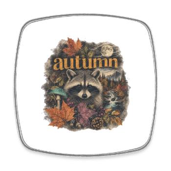Tee de la forêt de ratons laveurs d’automne - Magnet carré - blanc - Devant