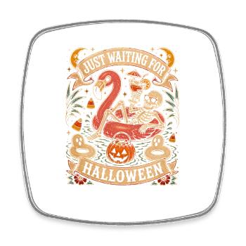Just Waiting For Halloween Skelett Flamingo - Viereckiger Kühlschrankmagnet - Weiß - Vorne