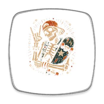 Skater Skelett Rocker Skateboard Vintage Halloween - Viereckiger Kühlschrankmagnet - Weiß - Vorne