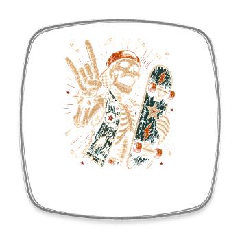 Skater Skelett Rocker Skateboard Vintage Halloween - Viereckiger Kühlschrankmagnet - Weiß - Vorne