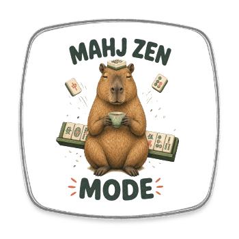 Mahjong Mahj Zen Mode Capybara - Square fridge magnet - white - Front