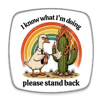 Fire Feather Goose vs Cactus - Square fridge magnet - white - Front